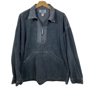Vintage Supplies Menswear Wide Corduroy 1/4 Zip Pullover Long Sleeve Shirt L